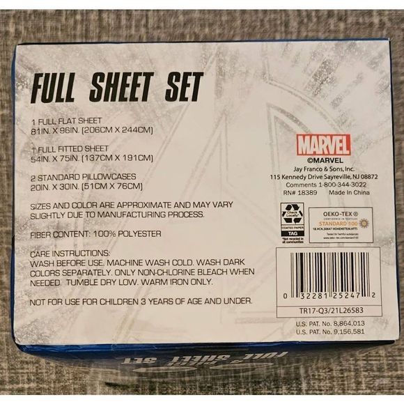 NEW Avengers All Over Print 4-Piece Full Sheet Set Flat Fitted & 2 Pillow Cases - Picture 3 of 3